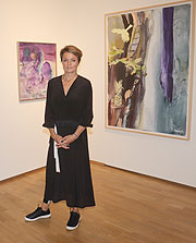 Künstlerin und Galeristin Simone Opdahl bei der Eröffnung der Ausstellung "Just Light and Colour" @ „GOM Galerie Opdahl Munich“ in der Münchner Blütenstraße in Schwabing (©Foto: Martin Schmitz)